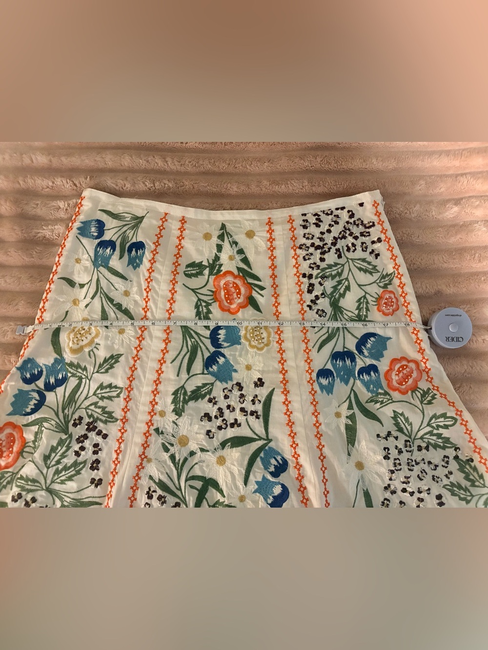 Boston Proper Embroidered Floral Midi Skirt - Size 6 - Picture 8 of 8